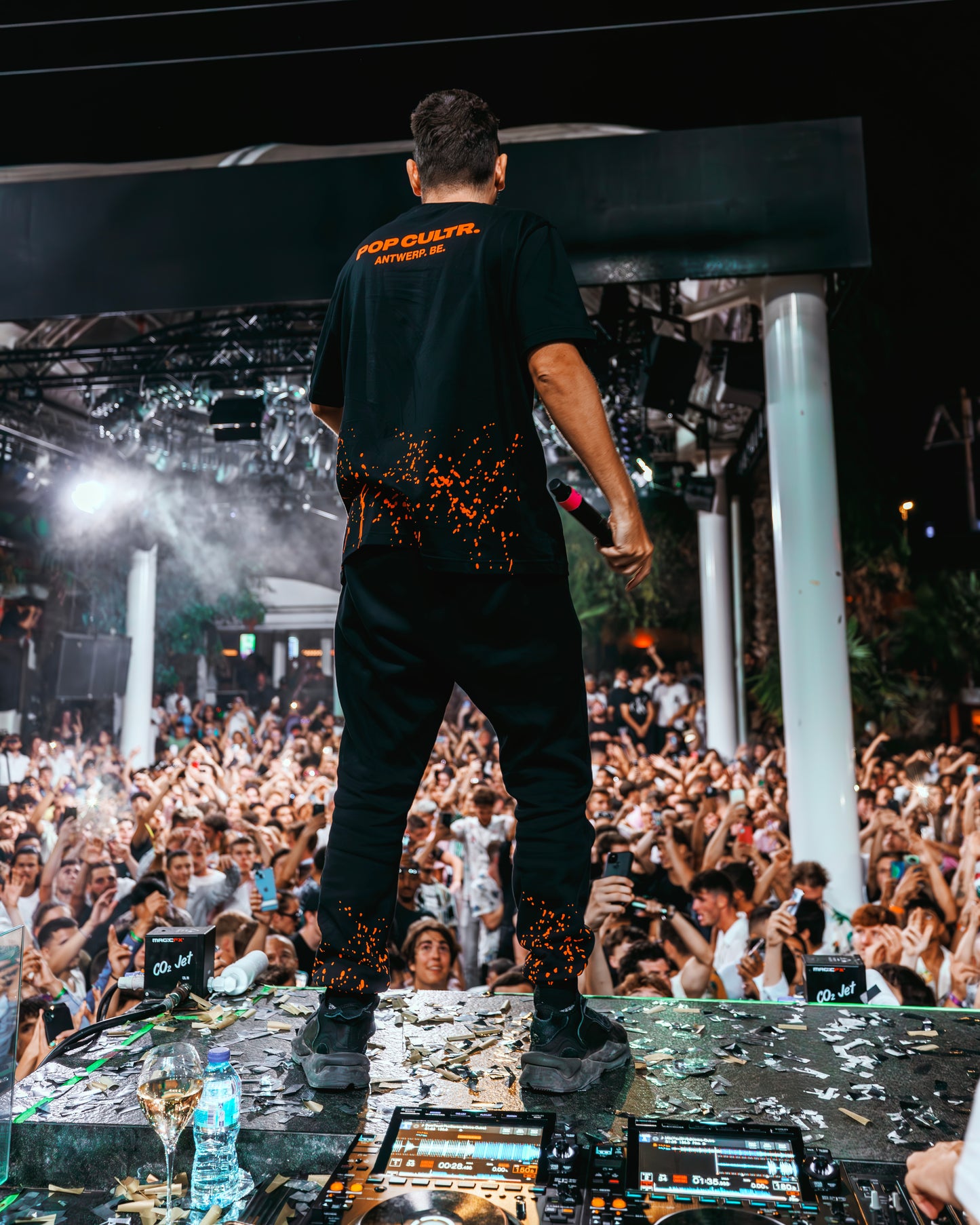 "Splatter" Neon Orange Black Track Pants