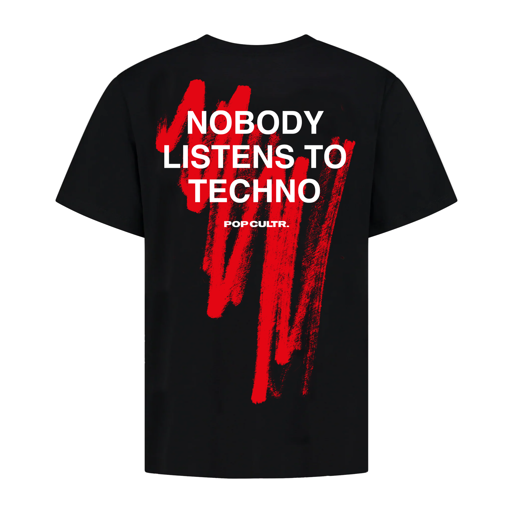 "Nobody Listens To Techno" Black Tee
