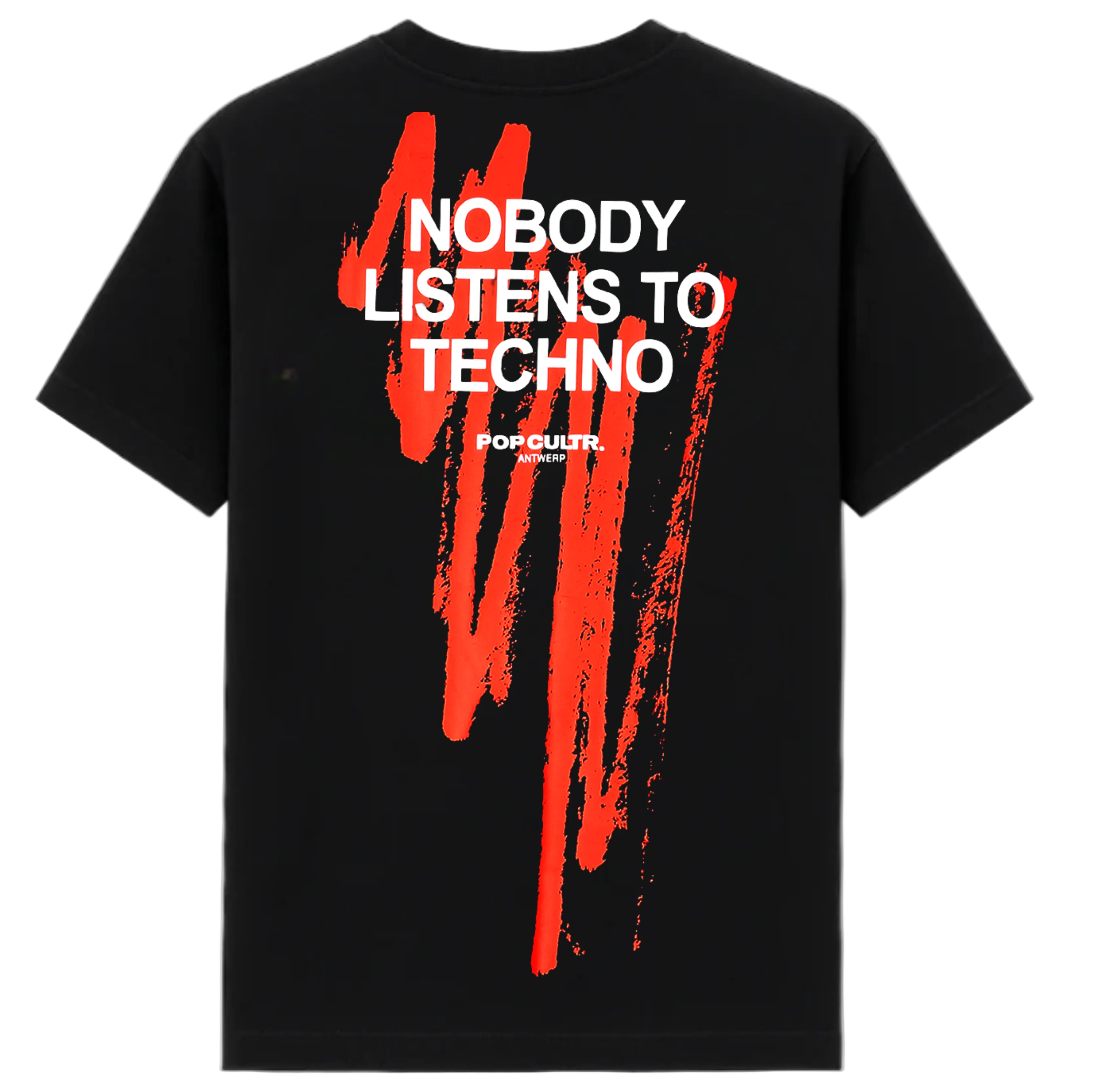 "Nobody Listens To Techno" Black Tee