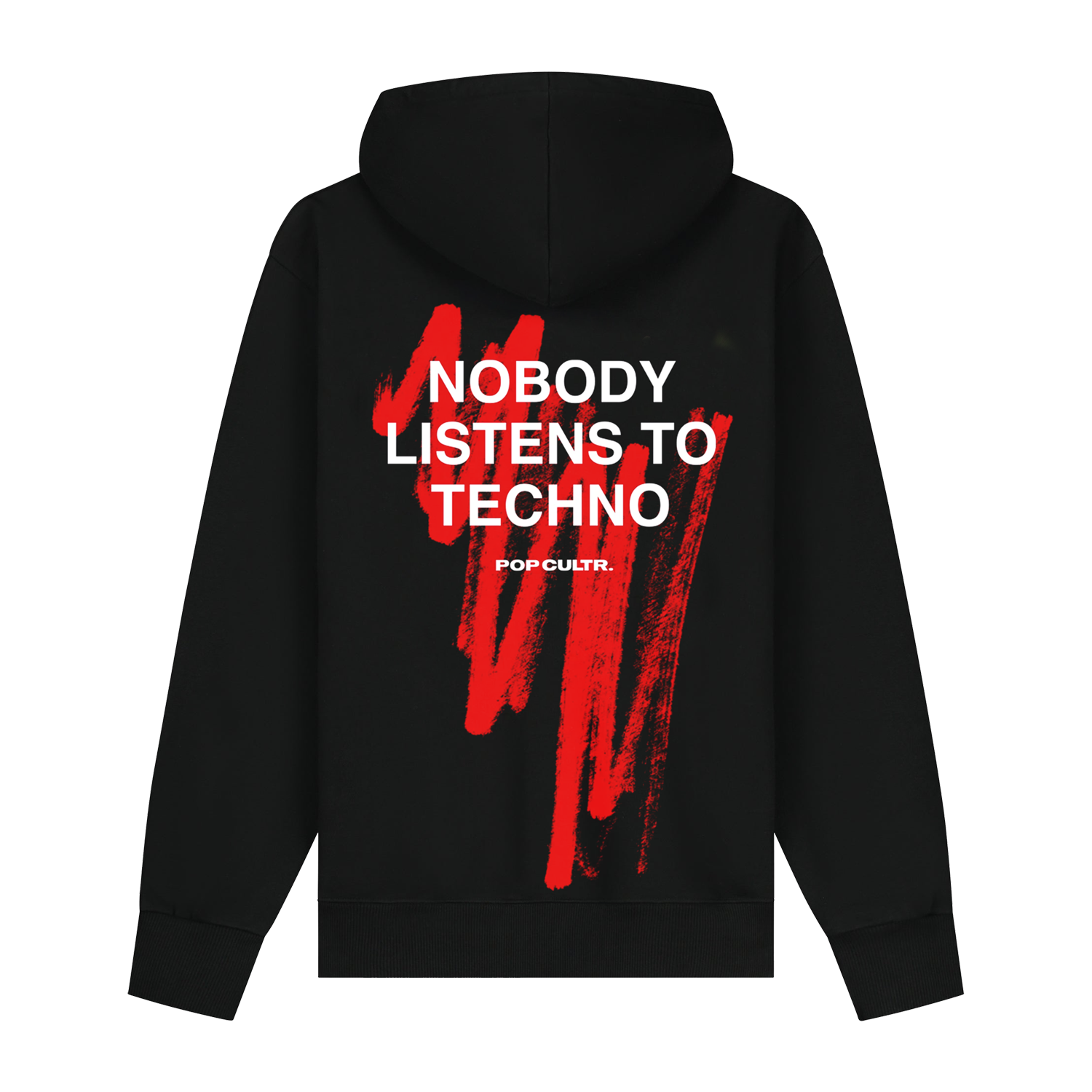 "Nobody Listens To Techno" Black Hoodie