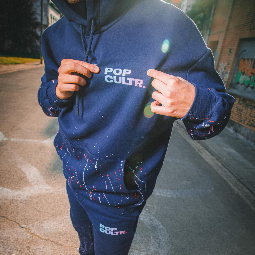 "Splatter" Retrowave I Navy Hoodie
